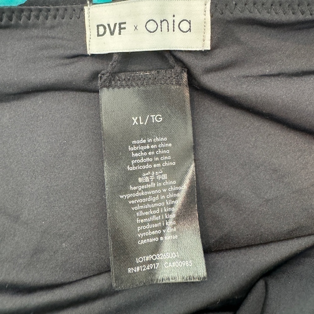 NWT Onia X DVF Bea Black Turquoise Pink Abstract Floral Belted Bikini Bottom XL - Picture 14 of 15
